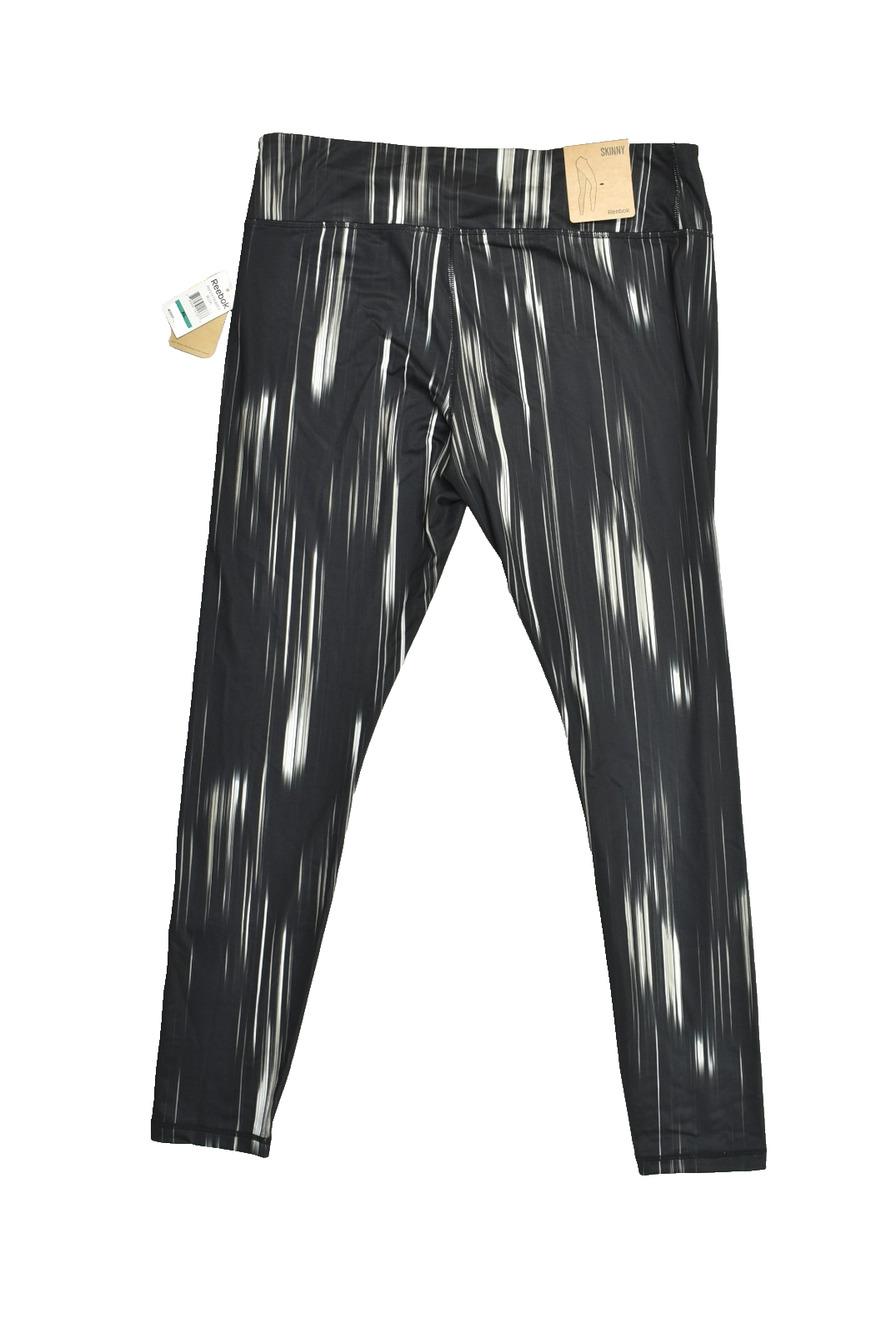 Reebok Skinny Leggings Women XL Black White Abstract Print Athletic Yoga Pants N